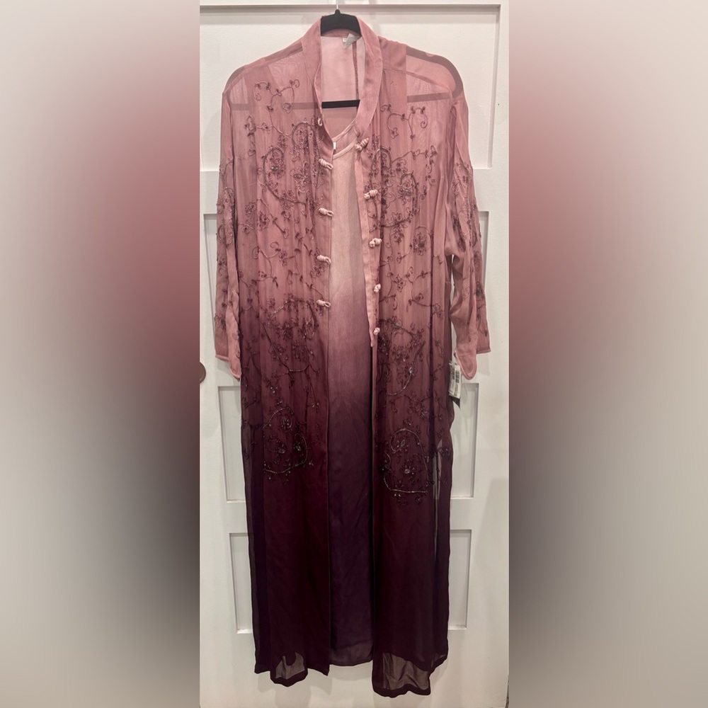 T. Rose Mauve Ombré Embroidered Women's 2 Piece Maxi Dress